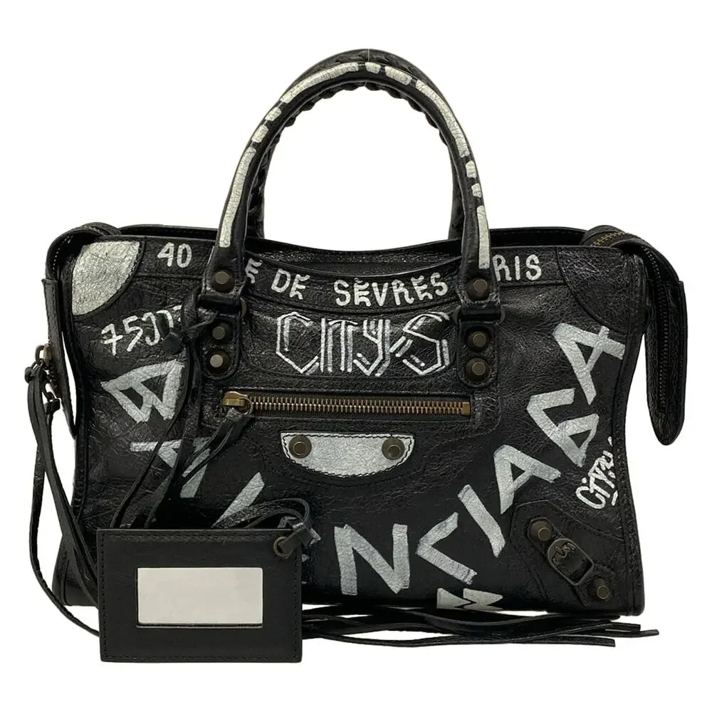 Balenciaga Graphic Classic City S Handbag 431621 Black White